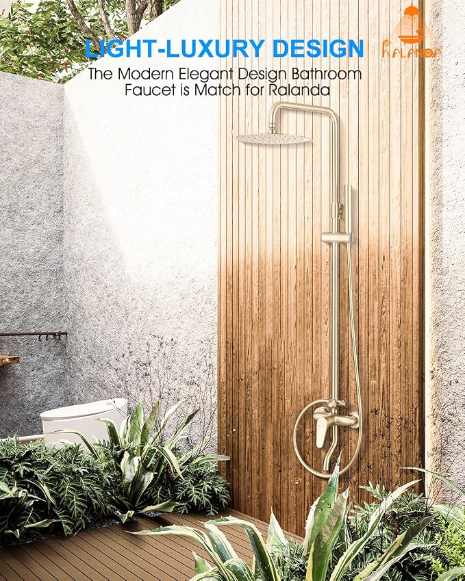 Outdoor Shower Fixture, 3 Functions Handle Tub Rainfall Shower Faucet Sets - Image 3