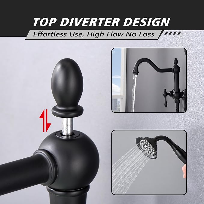 SUMERAIN Matte Black Wall Mounted Bathtub Faucet - Image 9