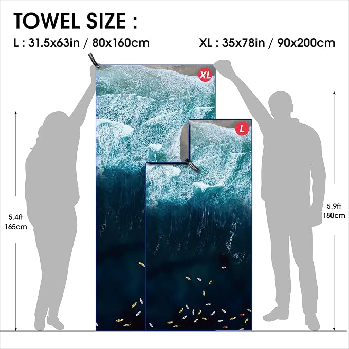 4Monster Microfiber Beach Towel Quick Dry, Super Absorbent Lightweight Travel - Image 4