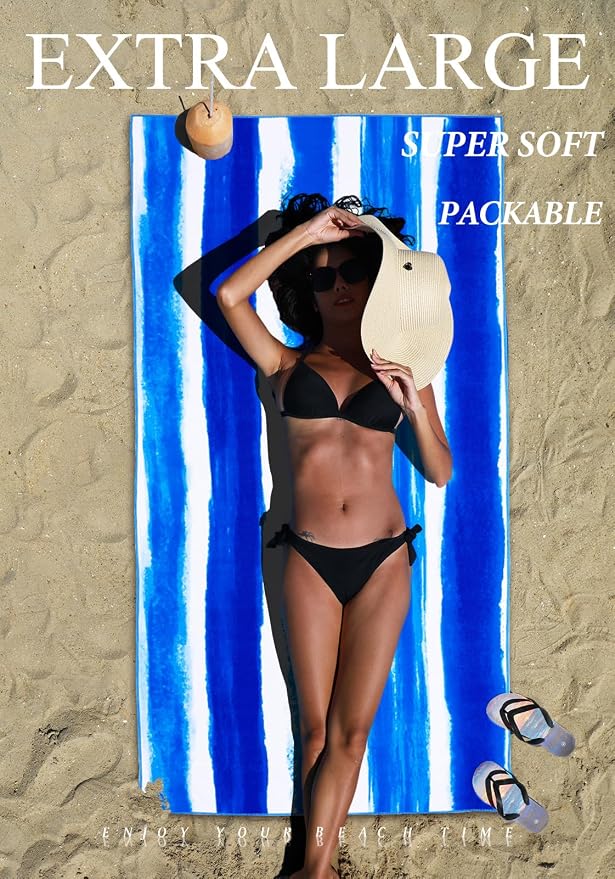 2 Pack Microfiber Lightweight Thin Beach Towel Sand Free Quick Dry Super - Image 3