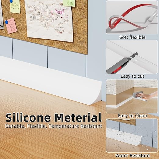 Flexible Quarter Round Molding Trim Peel and Stick 472Inch White, Small Self - Image 4