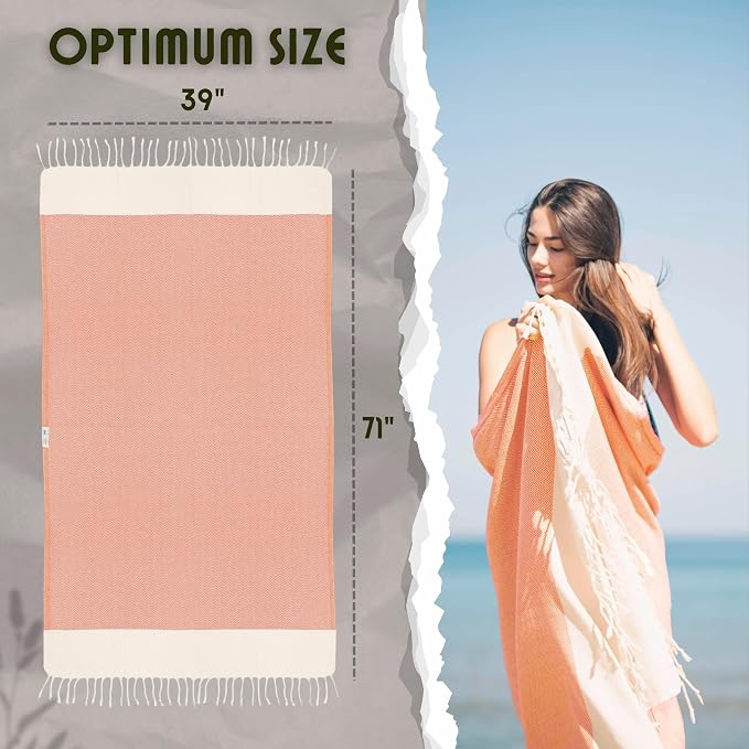 Bazaar Anatolia Turkish Beach Towel 100% Cotton Bath Towels 71x39 Quick Dry - Image 3