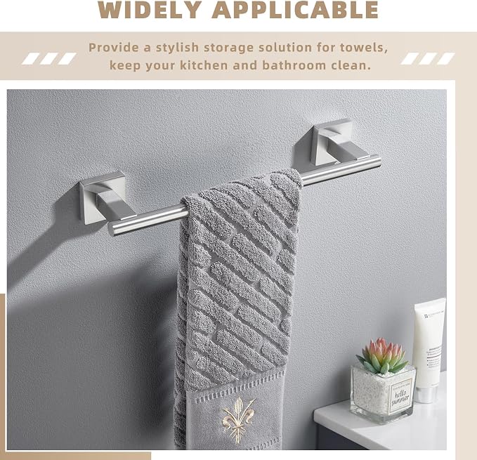 Suyar Bathroom Towel Holder Brushed Nickel, SUS 304 Stainless Steel Hand Towel - Image 5