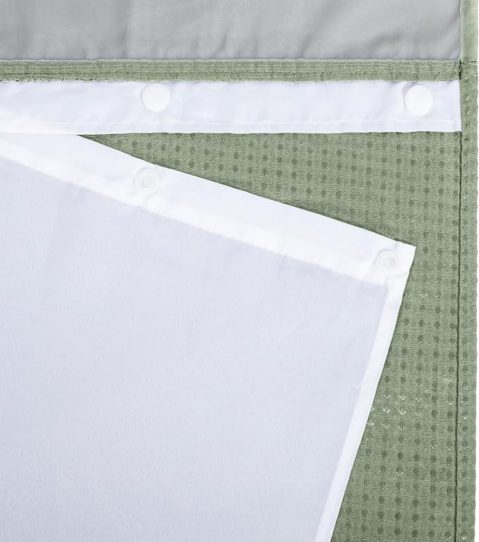 River Dream Green Heavyweight No Hooks Required Shower Curtain - Image 3