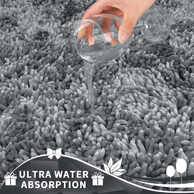 Yimobra Toilet Rugs U Shaped Washable, Extra Thick Soft Absorbent Chenille - Image 4