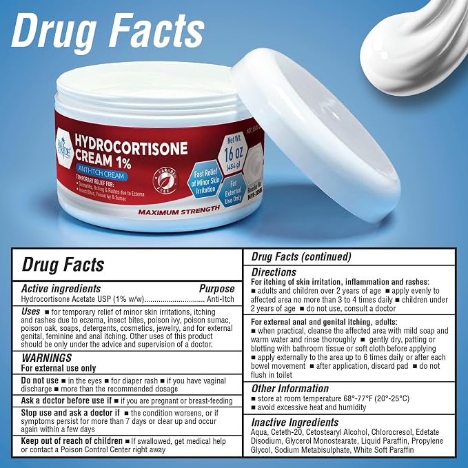 MED Pride 1% Hydrocortisone Cream Bulk 16 Oz Maximum Strength Itch Relief - Image 4