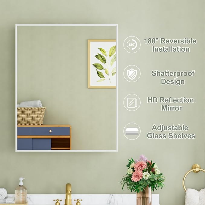 Buruis 24" x 30" Framed Medicine Cabinet - Image 7