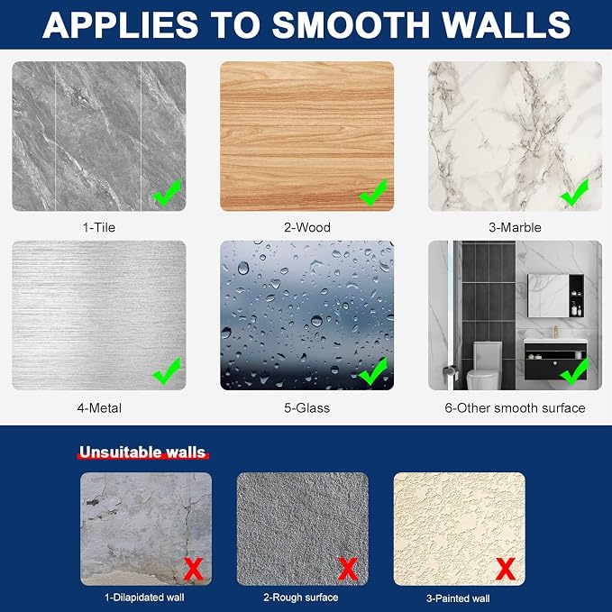 NearMoon Self Adhesive Bathroom Towel Bar, Stainless Steel Square Bath Wall - Image 5