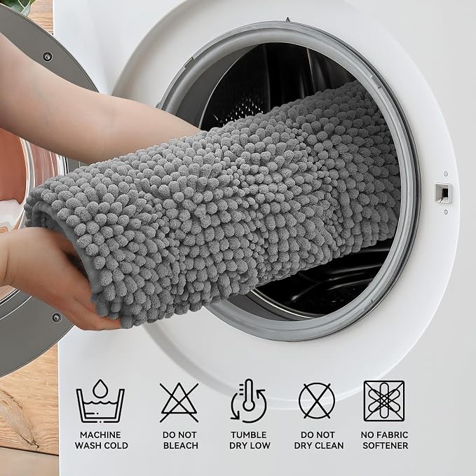 Bcoimo 30"×20" Chenille Bath Mat – Non-Slip - Image 6