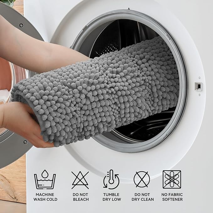 Bcoimo 48"×24" Chenille Bath Mat – Non-Slip - Image 6