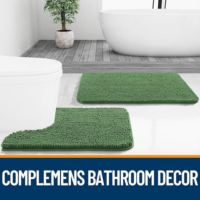 OLANLY Bathroom Rugs 59x24, Extra Soft Absorbent Chenille Bath Rugs, Rubber - Image 7