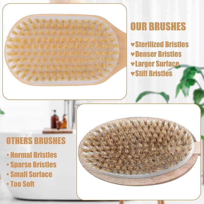 OWIIZI Back Scrubber for Shower Large Surface Body Scrub Brush Stiff Boar - Image 6