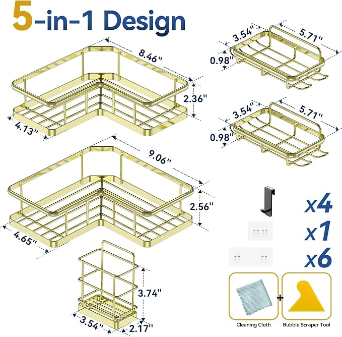 YASONIC Corner Shower Caddy Organizer, Large Capacity Shower Storage Rack - Image 7