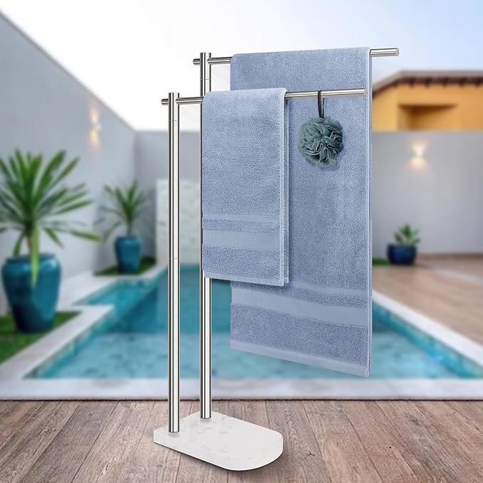 Livabber Standing Towel Rack, 304 Stainless Steel 2-Tier Towel Holder Stand - Image 7