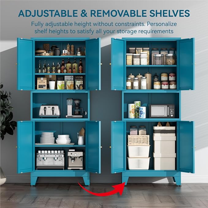 COFaR 69" Tall Modern Kitchen Pantry, Metal Storage Cabinet - Image 5