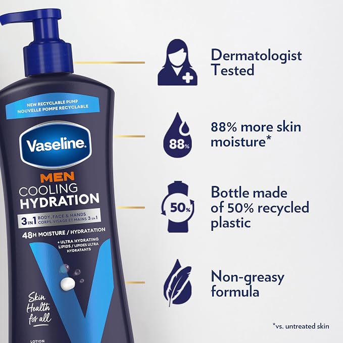 Vaseline Men Cooling Hydration 3-in-1 4 Pack - Image 4