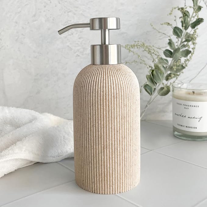 Lunestella Elegant Boho Beige Hand Soap Dispenser by LUNESTELLA