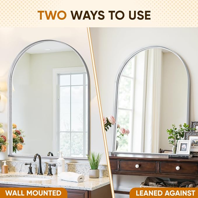 Arched Mirror 22"x30", Bathroom Mirror, Wall Mounted Vanity Mirror - Image 7