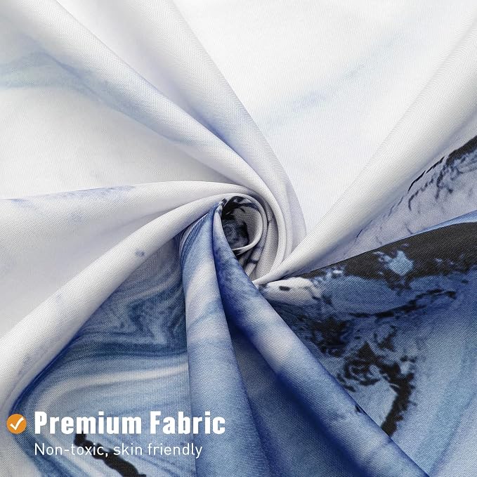 MitoVilla Navy Blue Marble Long Shower Curtain 72 x 78, Abstract 78 inch Long - Image 5