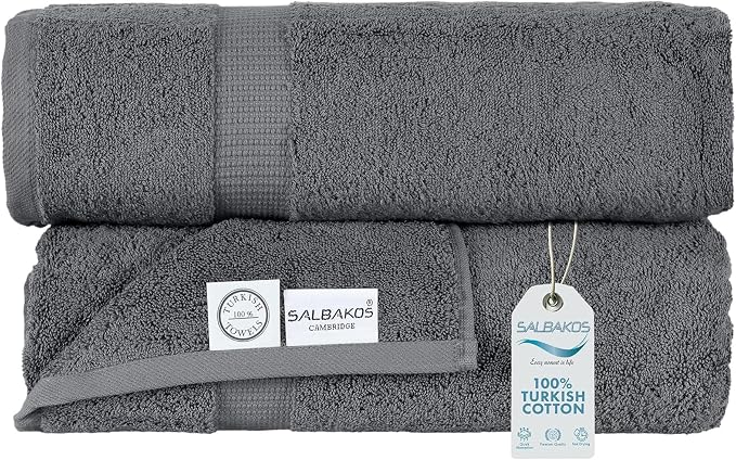SALBAKOS 100% Turkish Cotton Extra Large Bath Sheet Set of 2 35x70 inch | by SALBAKOS