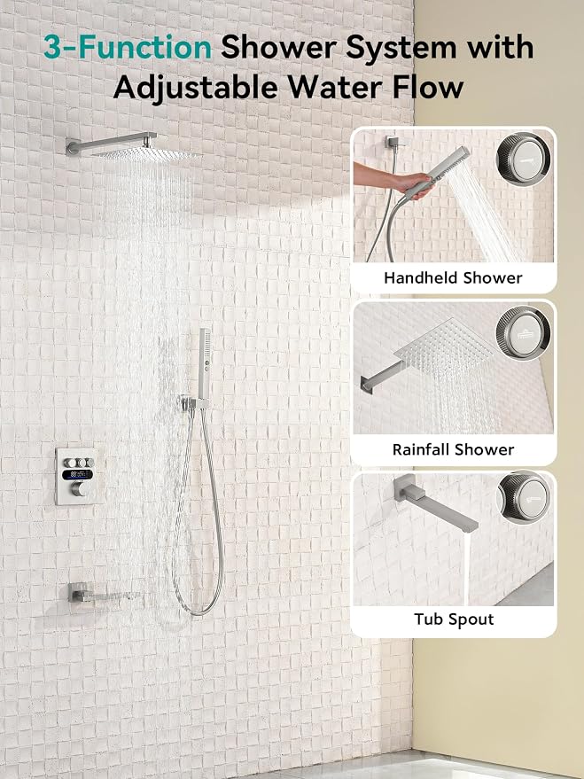 Lefton Shower System in Fahrenheit Display, 10” Overhead Shower Head - Image 2
