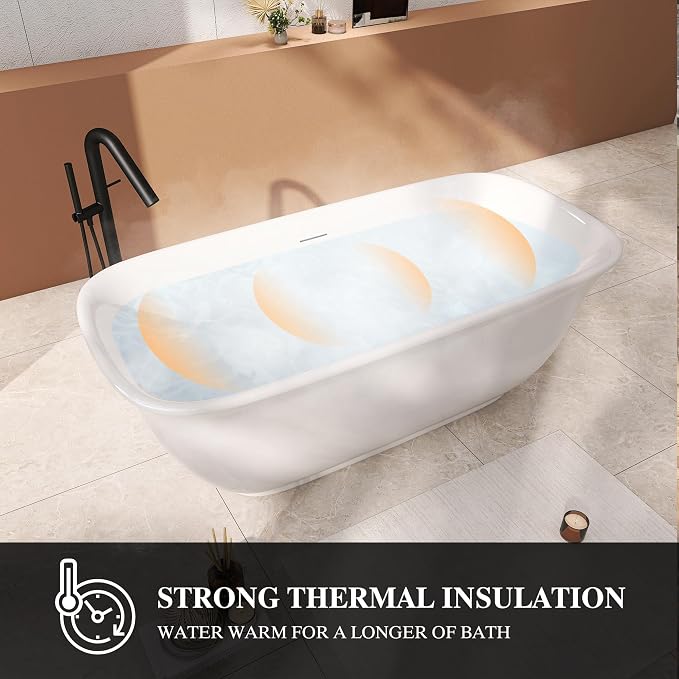 67" Acrylic Freestanding Bathtub, Soaking Tub - Image 6