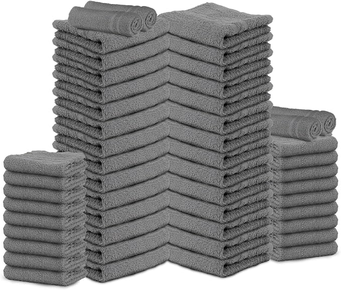 Salon Towels – 50 Pack Grey Hand Towels 100% Cotton Spa Towels – 16x27 inches by TOALLA