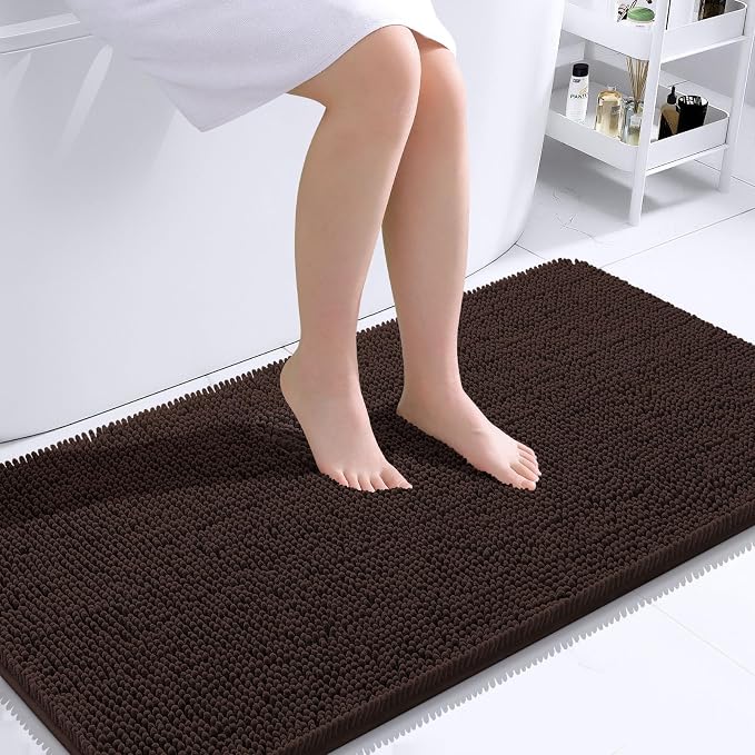 OLANLY Bathroom Rugs 44x24, Extra Soft Absorbent Chenille Bath Rugs, Rubber by OLANLY