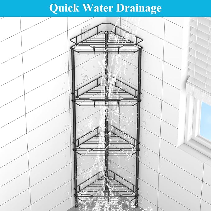 4 Tier Floor Standing Corner Shower Caddy Organizer Shelf - Image 6