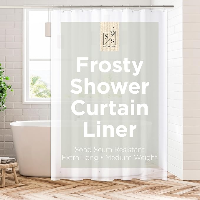 Stitch & Stone Shower Curtain Liner, Premium Medium Weight Durable Waterproof by MainstreamInternational