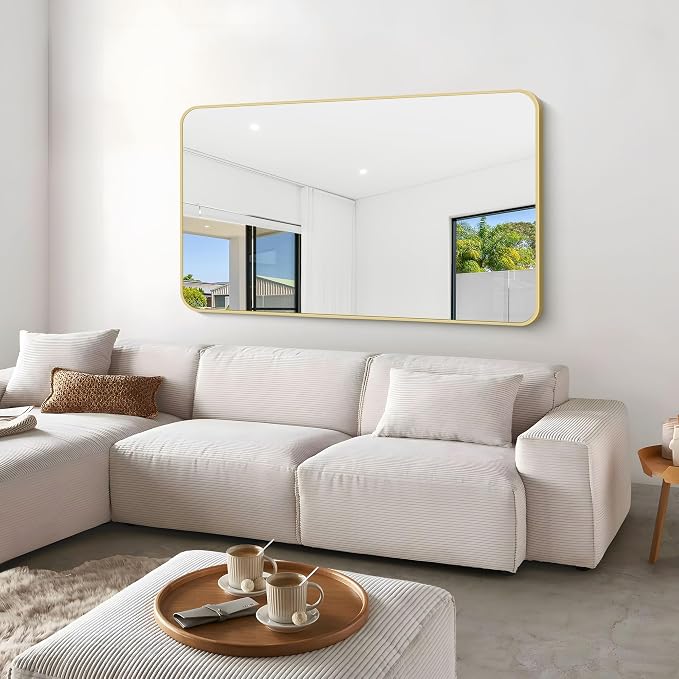 BONEWEI Gold Bathroom Mirror, 60x36 inch Wall Mirror - Image 5