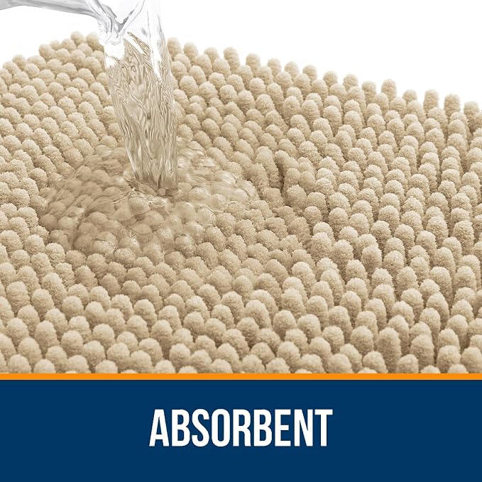 OLANLY Toilet Rugs U-Shaped 24x24, Extra Soft Absorbent Chenille Contour - Image 4