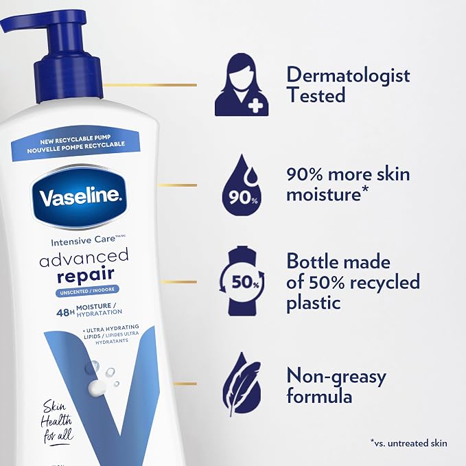 Vaseline Intensive Care Unscented Advanced Repair Body Lotion - Image 4