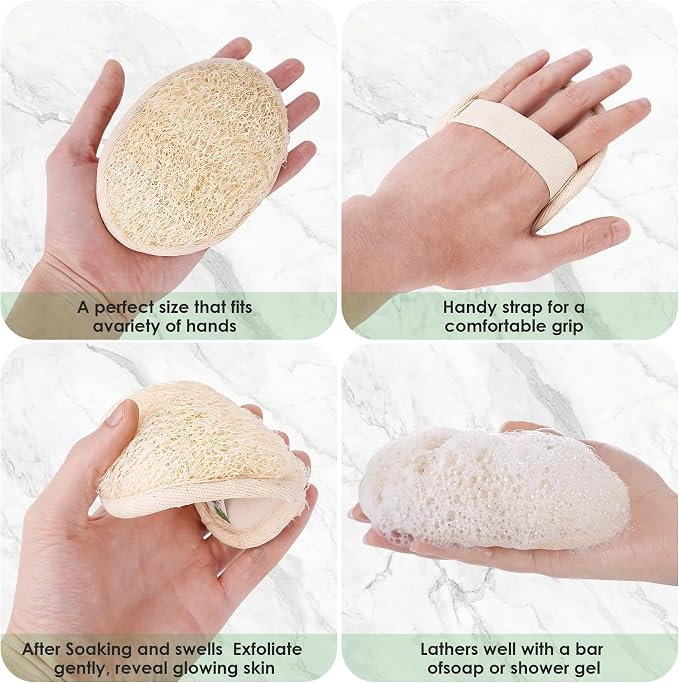 Natural Loofah Sponge, 4 Pack Exfoliating Body Scrubber - Image 5