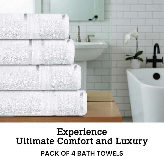 Casa Lino White Bath Towels Set of 4 - Image 3