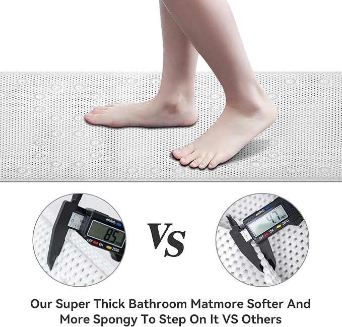 Double Layer Foam Non Slip Bathtub Mat 37x17in, More Comfortable and Thicker - Image 3
