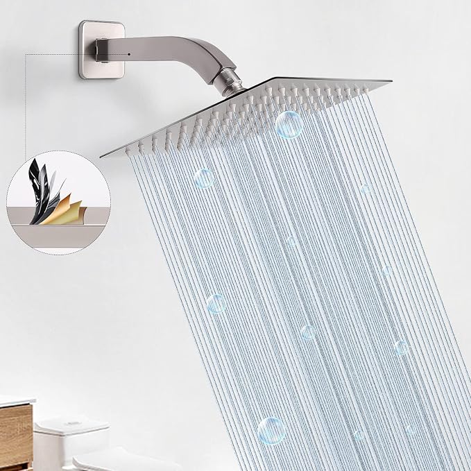 HarJue Shower Arm with Flange and Teflon Tape, Wall Mounted Square Shower Pipe - Image 5