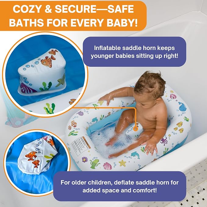 Mommy's Helper | Inflatable Under The Sea Baby Bathtub, Collapsible Safe Baby - Image 4