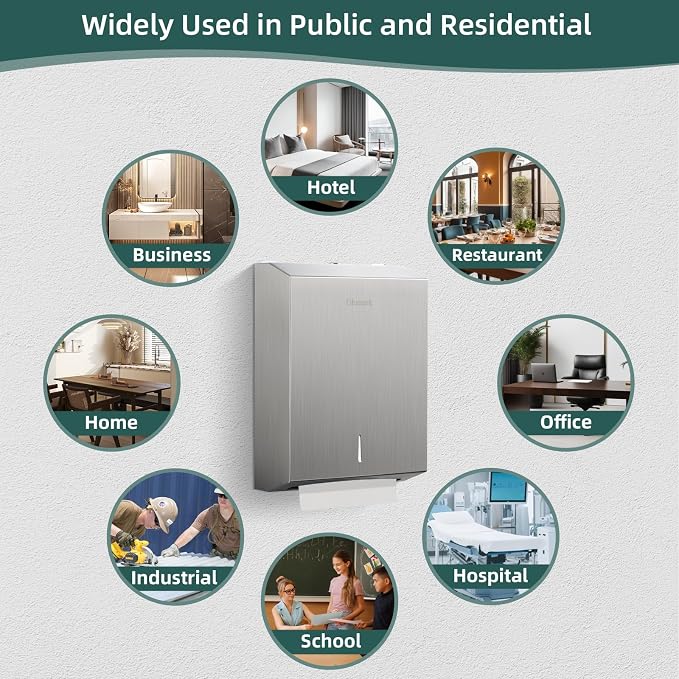 Paper Towel Dispenser Wall Mount, Large Commercial C/Z Tri Fold Multifold Hand - Image 7