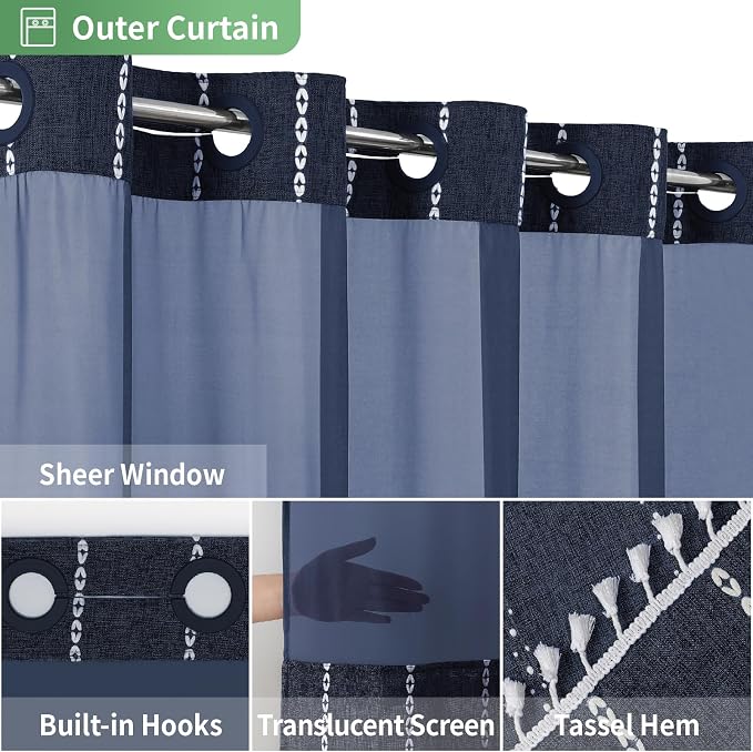 No Hook Boho Farmhouse Shower Curtain - Image 4
