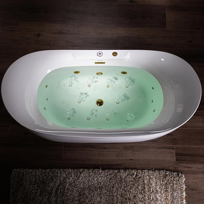 WOODBRIDGE 72" x 35-3/8" Whirlpool and Air Bath Heated Soaking Combination Tub - Image 9