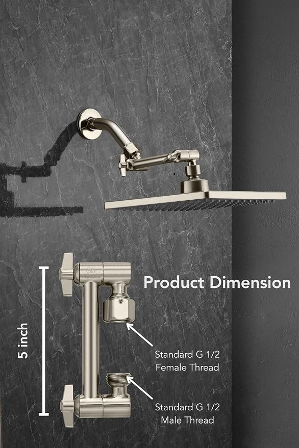 5 Inch Adjustable Shower Head Extension Arm - Image 8
