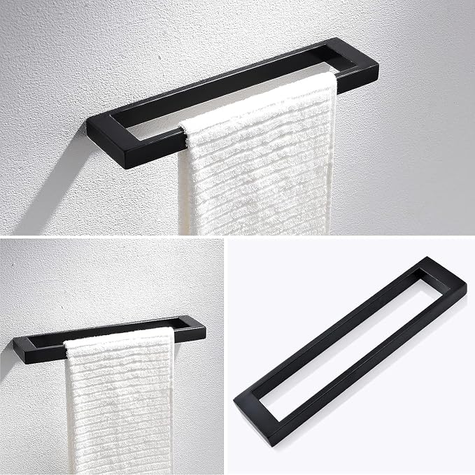 Lairuier Bathroom Hardware Accessories Set Matte Black 4-Piece Towel Bar Set - Image 3