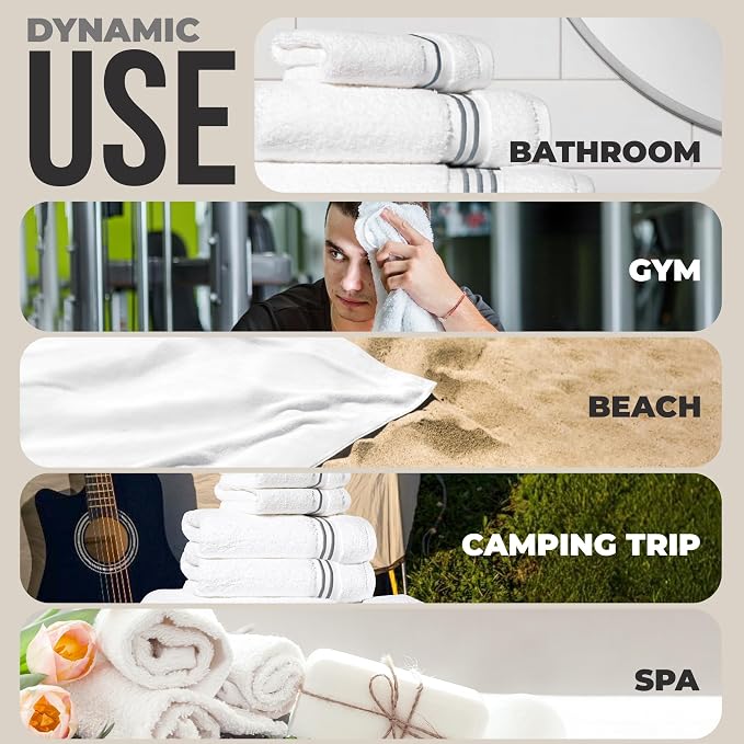 8-Piece Premium Towel Set, 2 Bath Towels, 2 Hand Towels, and 4 Wash Cloths - Image 4