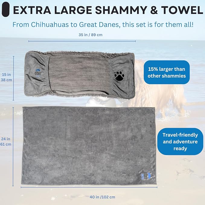 3 Piece Set: 2 Dog Towels and Dog Bath Brush. Dog Shammy and Microfiber Dog - Image 5