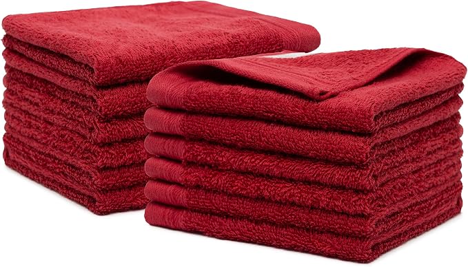 100% Cotton Washcloths Set 13” x 13” | Burgundy Towels | Set of 24 Ultra Soft - Image 5