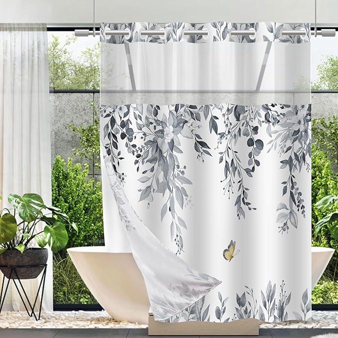 No Hook Shower Curtain and Liner Set, Bath Curtain Sets by TWLSNCD