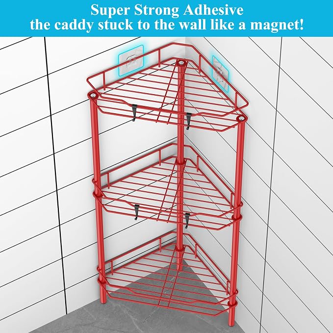 3 Tier Floor Standing Corner Shower Caddy Organizer Shelf - Image 2