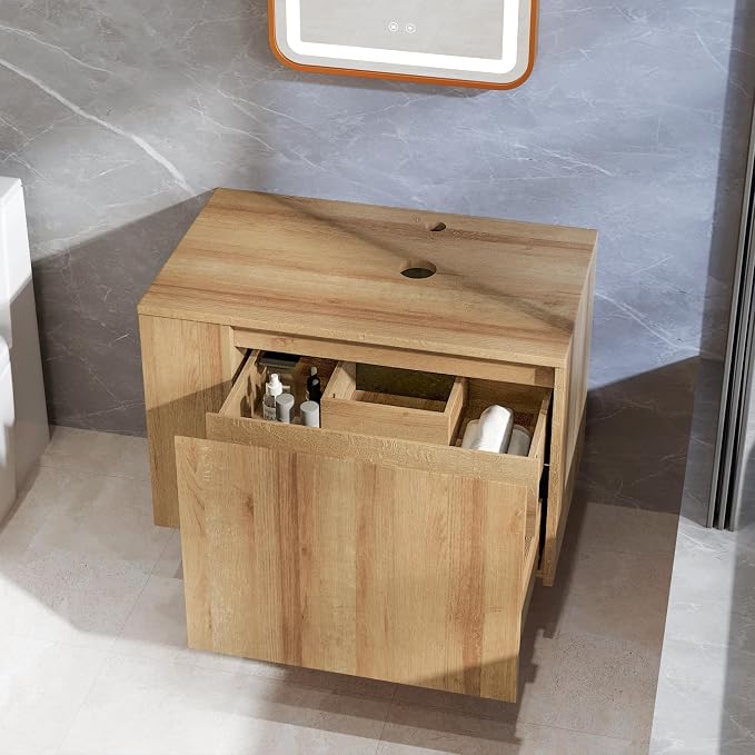 Bathroom Vanity, Natural Color Wall-Mounted Bathroom Vanity - Image 3
