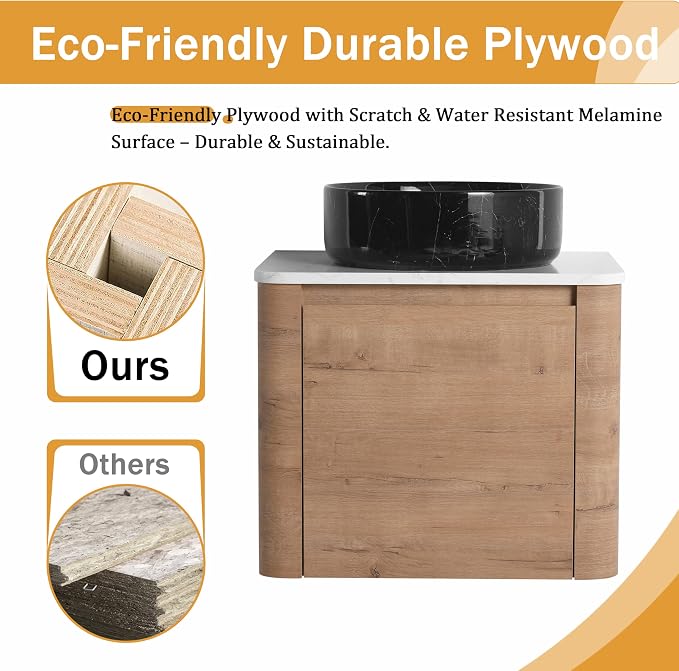 Malwee 24" Floating Bathroom Vanity - Image 4